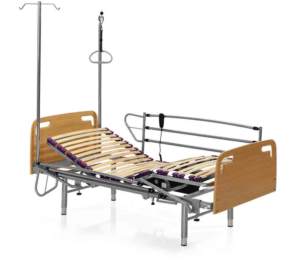 Cama eléctrica geriátrica con patas regulables, somier articulado y accesorios opcionales