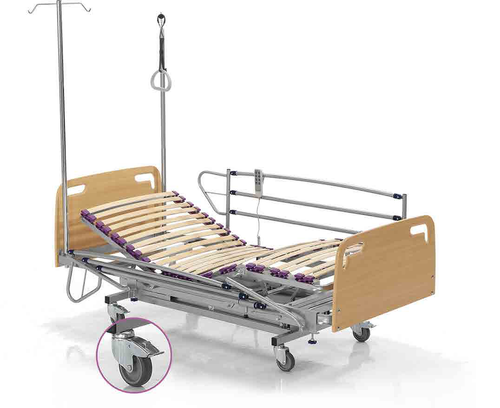 Cama eléctrica geriátrica articulada con baranda, ruedas y accesorios opcionales