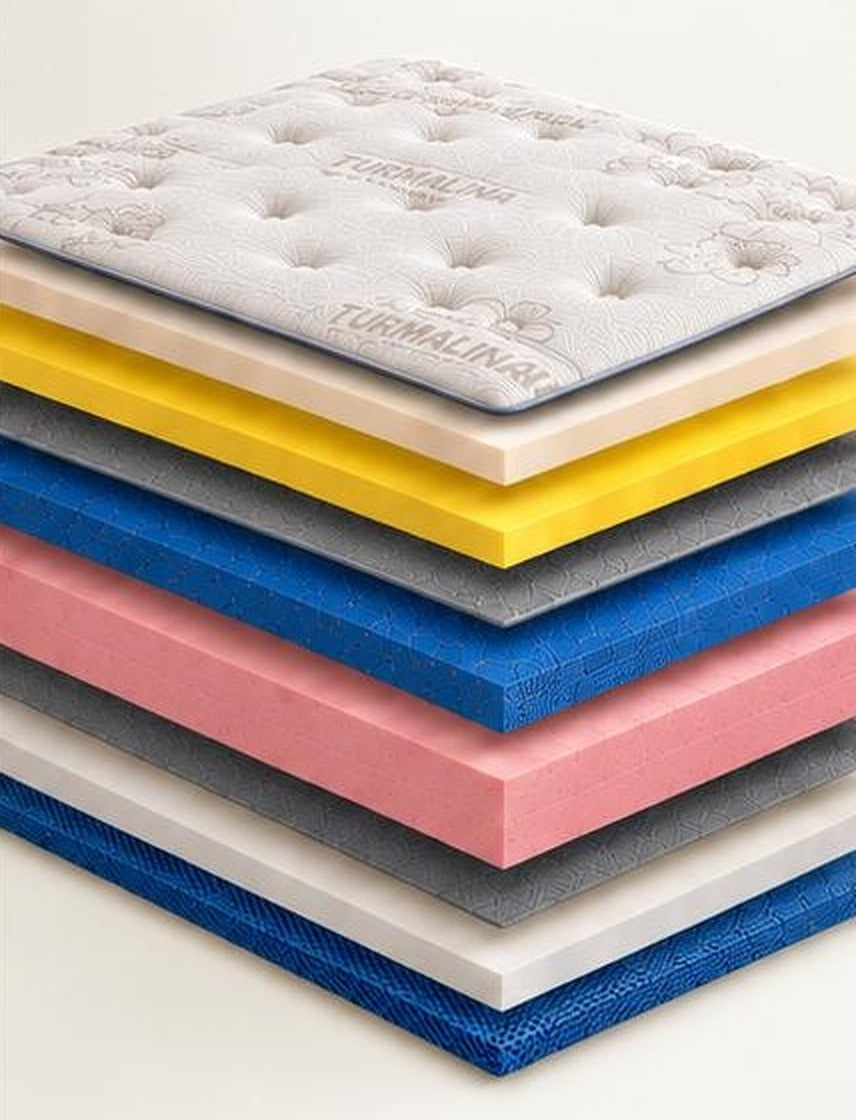 Capas del colchón Imperial apiladas, del tejido Turmalina al tejido 3D transpirable