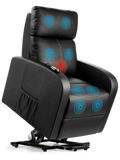 Sillón relax New President negro con función levantapersonas y zonas de masaje por vibración